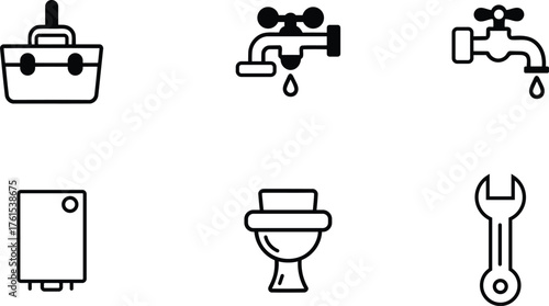 Plumbing & Heating Services Vector Icon Set