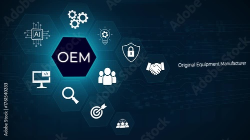 OEM Original Equipment Manufacturer business concept with AI and technology icons image photo