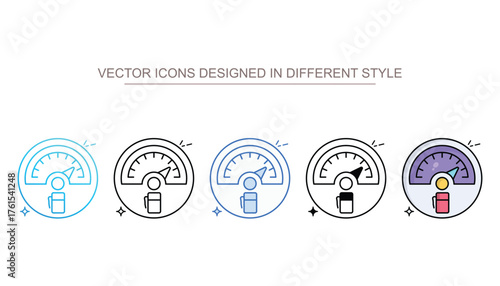 Fuel Efficiency icon set multiple style collection