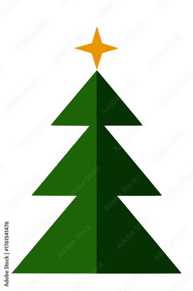 Fototapeta premium Abstract Geometric Christmas Tree with Hovering Star