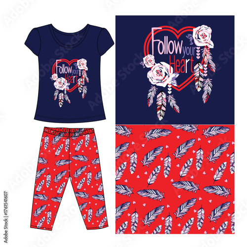 baby frocks with leggings flower follow heart print