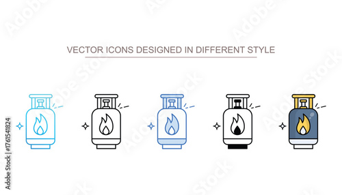 LPG Gas icon set multiple style collection