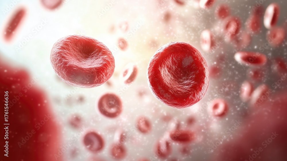Fototapeta premium Detailed view of red blood cells in circulatory system