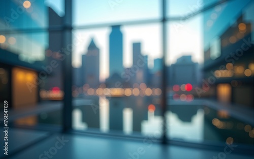 Wallpaper Mural Blurred images of glass wall with city town background.modern abstract window. High quality Torontodigital.ca