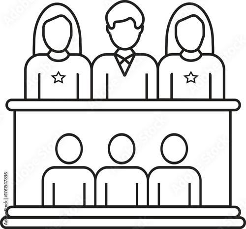 Jury Panel Icon. Jury Deliberation icon. Outline Jury People Icon