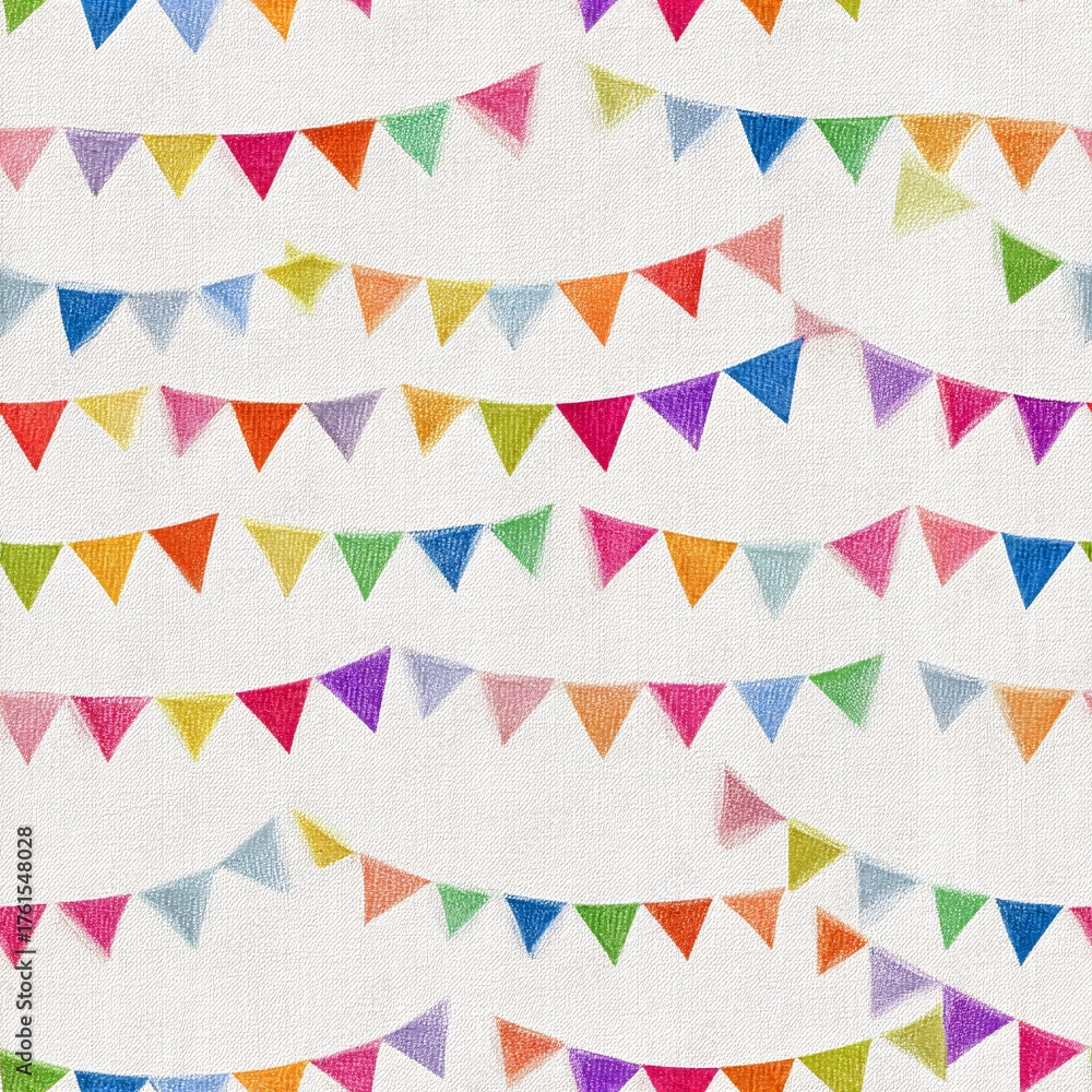Obraz premium Festive garlands and bunting seamless pattern in bright colors