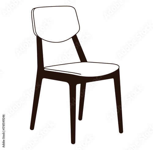 Modern minimalist chair illustration isolated on white background suitable for interior design purposes