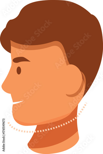 Profile of a man undergoing mentoplasty, a surgical procedure to reshape the chin