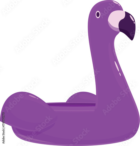 Inflatable purple flamingo floating serenely, providing enjoyment and leisure in the pool or at the beach