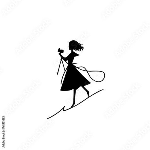 Movie Director. Movie Director simple black and white line art vector logo