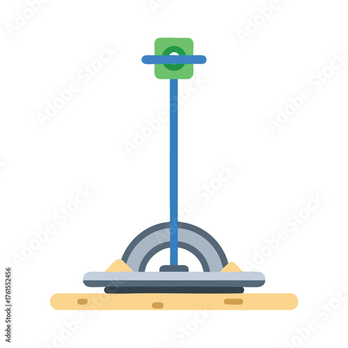 Stylized flat of surveying equipment with a green marker.