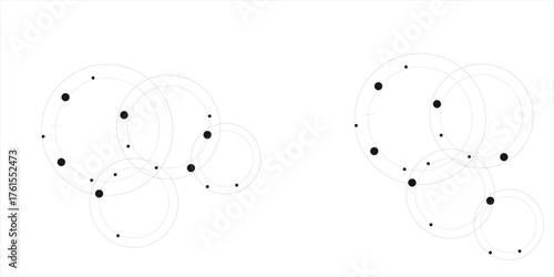 Abstract geometric background with plexus circles.World map made up of tiny dots on white background. Vector global connection for print, website, graphic design, cover, banner. Global.