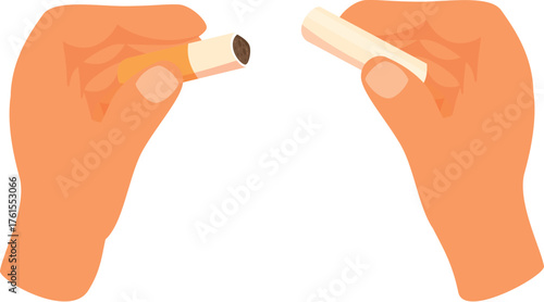 Person breaking cigarette and quitting unhealthy habit to live healthier life