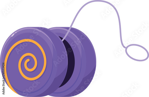 Classic purple yo yo toy with orange spiral pattern, ready for exciting tricks and play