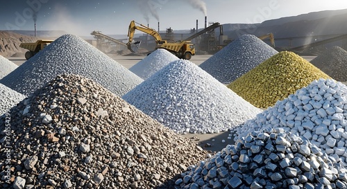 Intricate Generative Visualization of Piles of Mined and Refined Rare Earth Elements Showcasing Industrial Extraction and Vibrant Mineral Richness