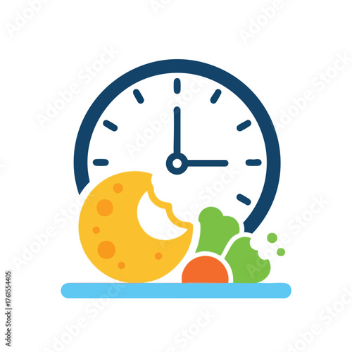 A clock with food items on a plate, symbolizing mealtime.