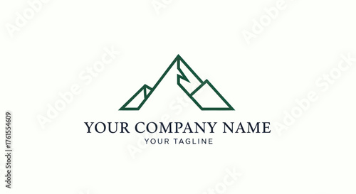 Minimalist mountain range line art logo design template.