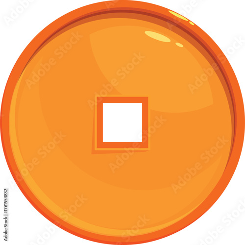 Golden coin with square hole representing wealth, prosperity, and good fortune in chinese culture