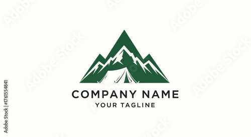 Mountain Camping Adventure Logo Design.