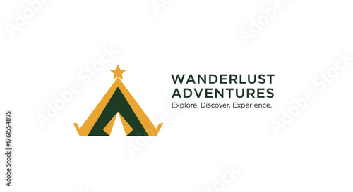 Wanderlust Adventures Logo Featuring a Stylized Tent with a Star.