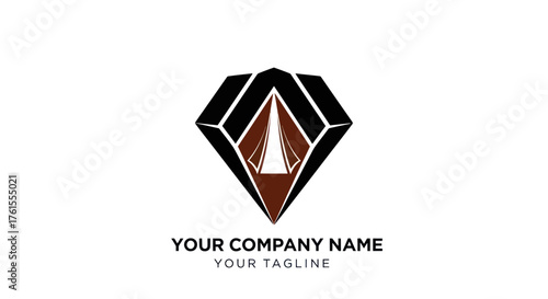 Abstract geometric diamond logo with an upward pointing tower.