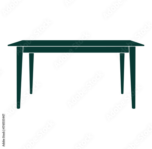 Simple green dining table isolated on white background minimalist furniture vector design