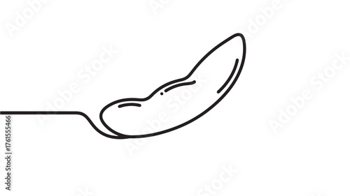 Minimalist line art illustration of a single bean on a spoon