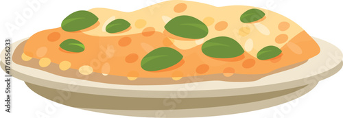 Creamy pumpkin risotto served on a plate, garnished with fresh basil leaves, offering a flavorful autumnal dish