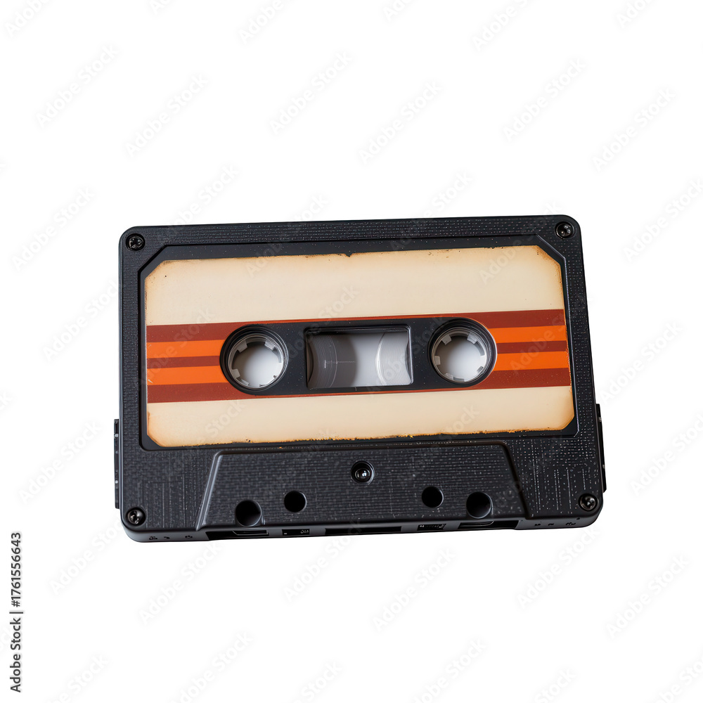 Obraz premium Vintage Audio Cassette with Classic Stripes and Retro Design
