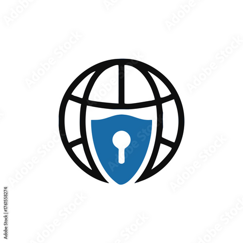 Secure internet vector icon, go to web with shield isolated on white background