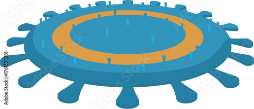 3d illustration of a blue virus cell mutating, showing its spikes and its internal structure