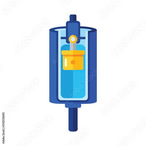 Flat design of a shock absorber, showing its internal components.