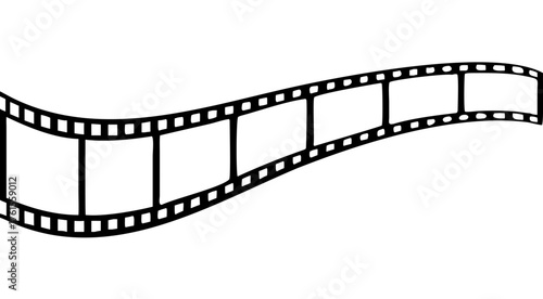 Film strip icon used for videography elements, Roll of retro film strip on isolated white background. Curved film strip icon. Cinema reel. Old white and black film tapes of 35mm. Vector illustration.