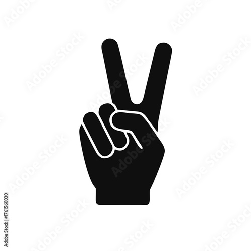 Hand gesture V sign for victory or peace icon for apps and websites