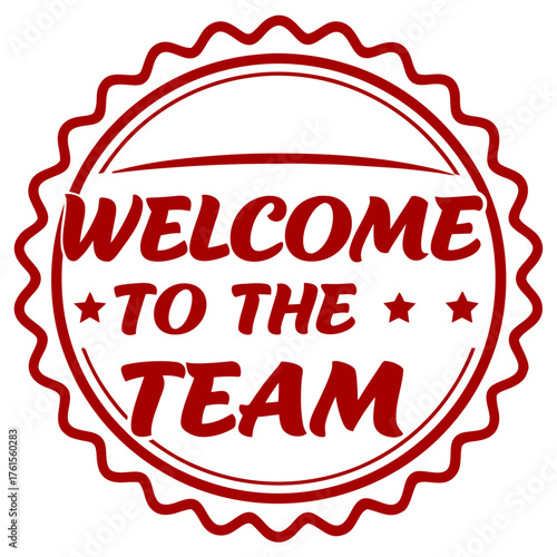 Vector illustration of grunge retro calligraphy text words written 'WELCOME TO THE TEAM' with thick strokes, isolated on white background