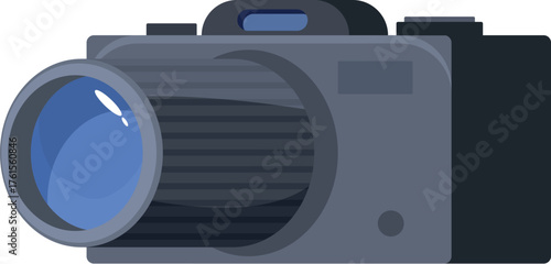 Gray digital camera with a large lens, ready to capture stunning photos and videos