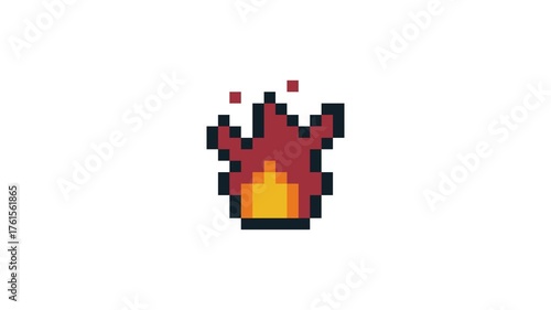 8-bit pixel art fire icon. looped animation 4k 30fps