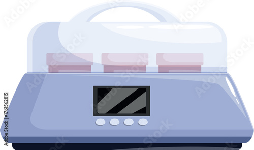 Yogurt maker warming milk in jars, preparing homemade dairy products, promoting healthy eating habits and culinary creativity