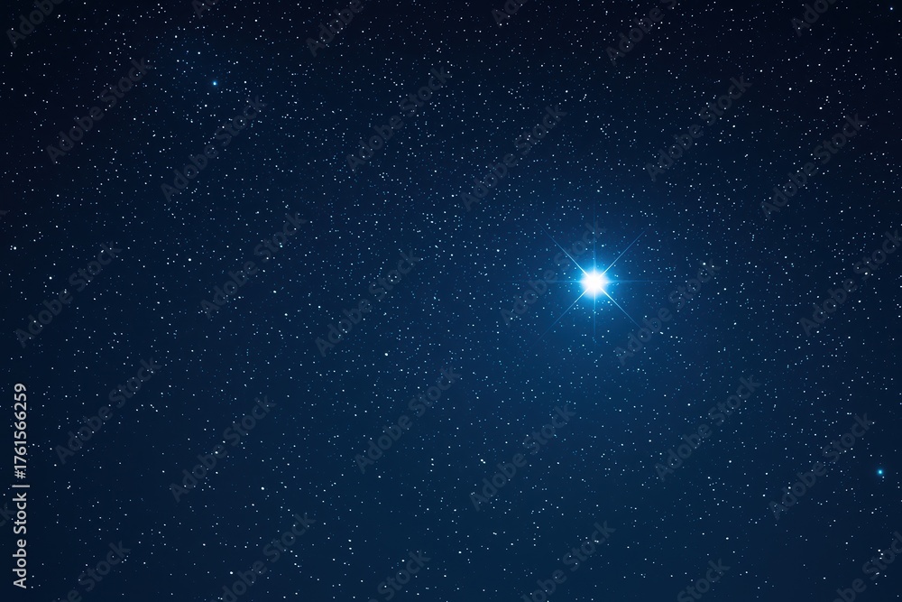Fototapeta premium A Majestic View: Shimmering Stars Illuminate a Deep Blue Night Sky, Symbolizing Limitless Exploration