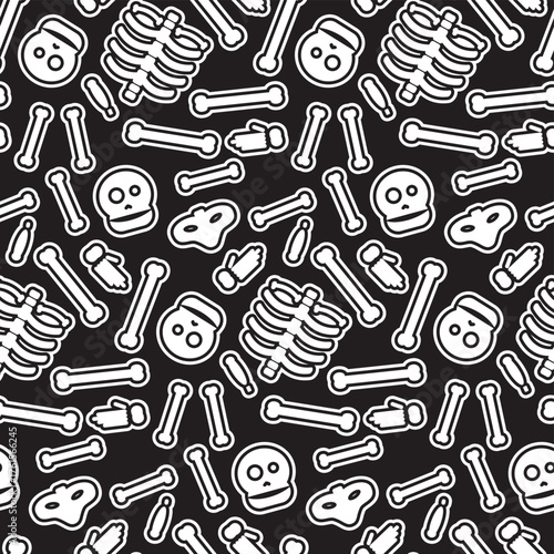 Halloween Skeleton and Bone Seamless Pattern for Spooky Season Decor