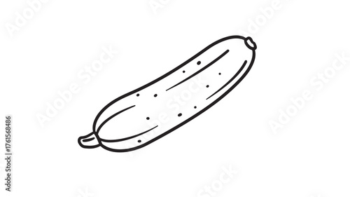 Simple hand-drawn illustration of a fresh cucumber on a white background
