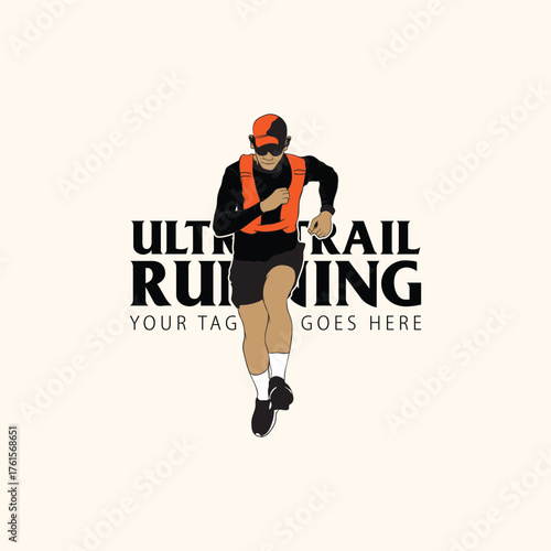 ultra trail run logo vector
