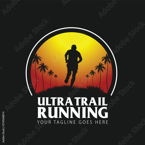 ultra trail run logo vector