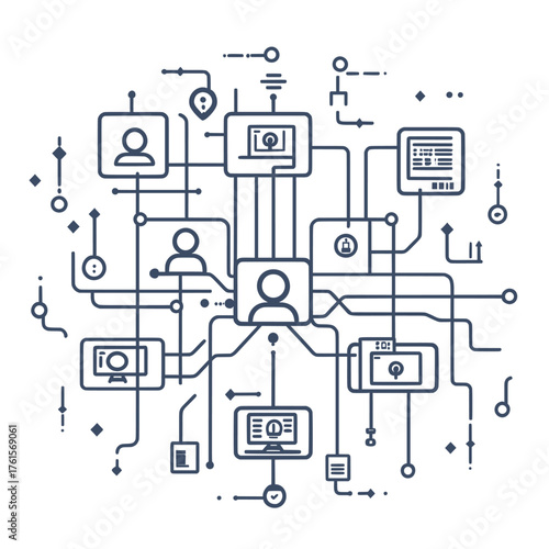 line art concept illustration of network vulnerability