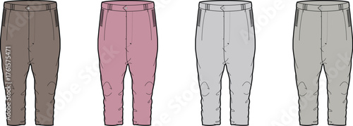 Cropped Pants Assortment Fashionable and Comfortable Apparel Vector