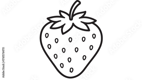 Simple outline illustration of a fresh strawberry with seeds