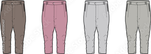 Tapered Cropped Pants Illustration Modern Casual Fashion in Multiple Colors