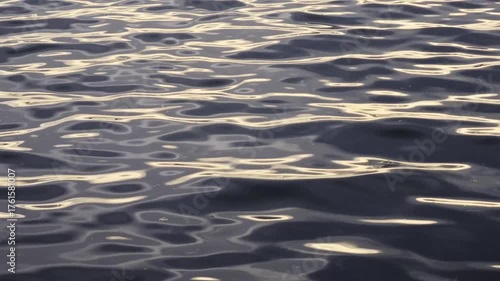 Tranquil Evening Water Surface with Golden Sunset Reflections. Relaxation and Wellness Concepts
