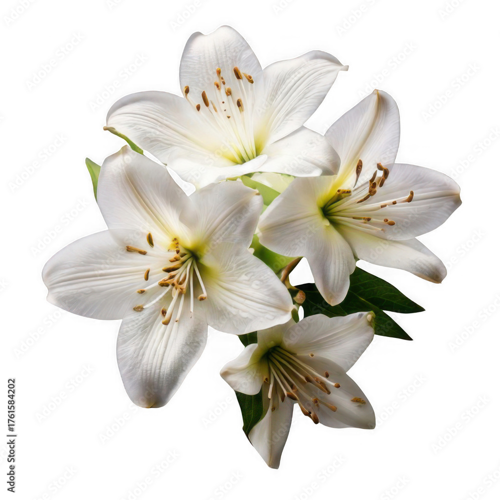 Fototapeta premium white flowers isolated on white and transparent background.