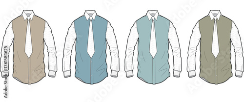 Collection of button-down shirts with different color variations for men's fashion